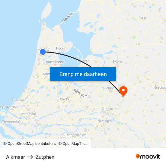 Alkmaar to Zutphen map