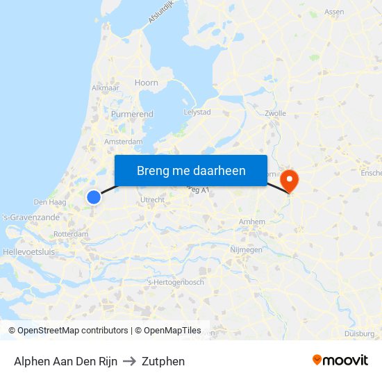 Alphen Aan Den Rijn to Zutphen map