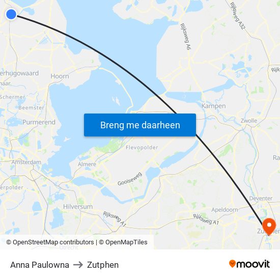 Anna Paulowna to Zutphen map