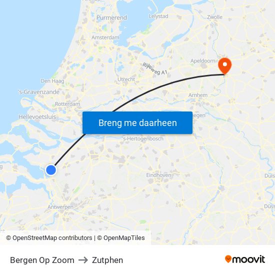 Bergen Op Zoom to Zutphen map