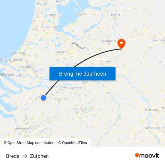 Breda to Zutphen map