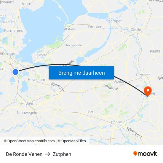De Ronde Venen to Zutphen map