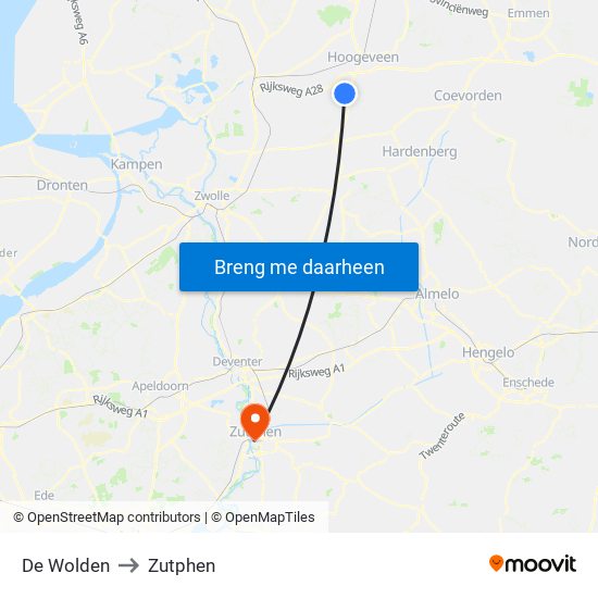 De Wolden to Zutphen map