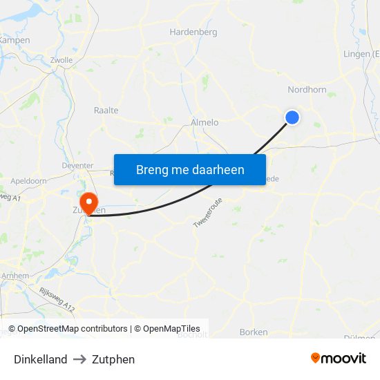 Dinkelland to Zutphen map