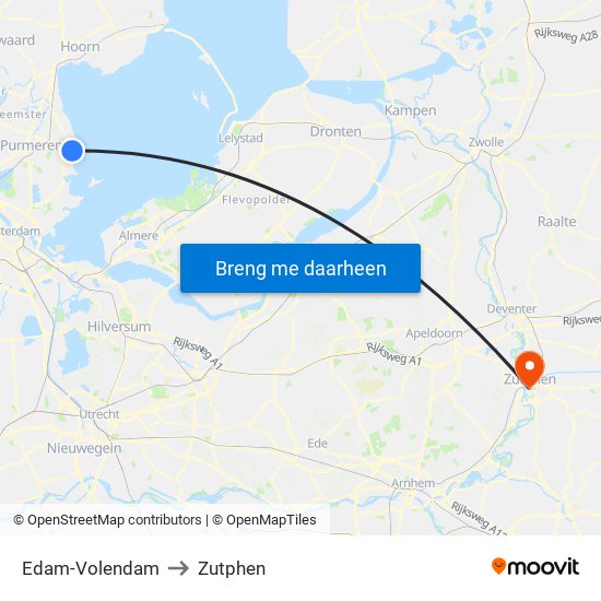 Edam-Volendam to Zutphen map