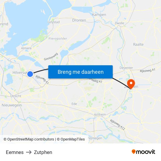 Eemnes to Zutphen map