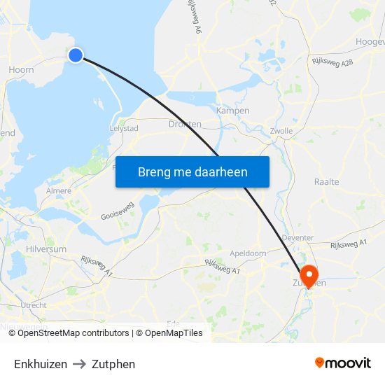 Enkhuizen to Zutphen map