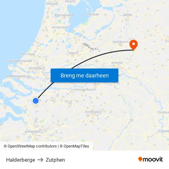 Halderberge to Zutphen map