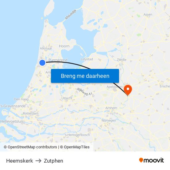 Heemskerk to Zutphen map