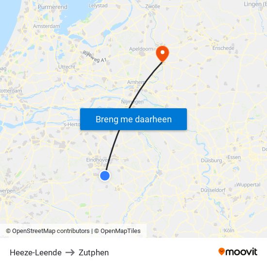 Heeze-Leende to Zutphen map