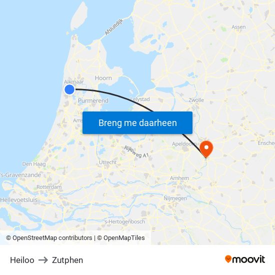 Heiloo to Zutphen map