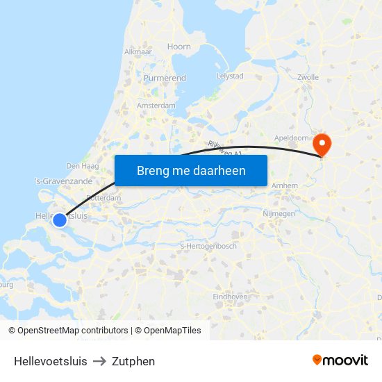 Hellevoetsluis to Zutphen map