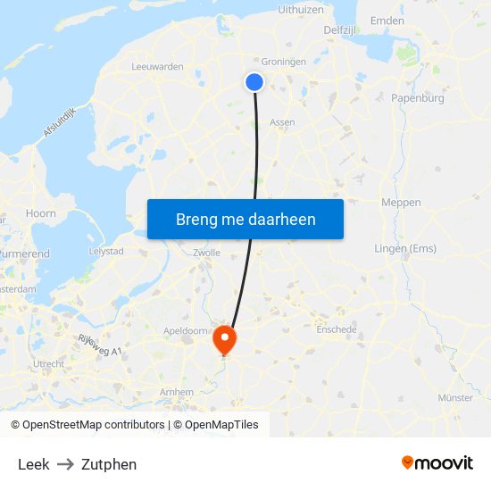 Leek to Zutphen map