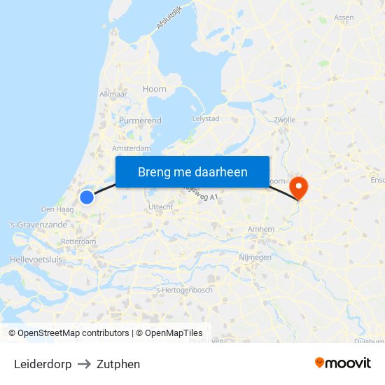 Leiderdorp to Zutphen map