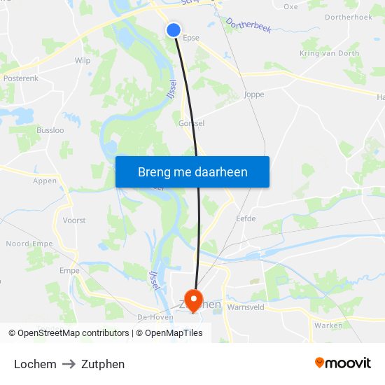 Lochem to Zutphen map