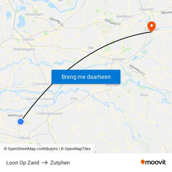 Loon Op Zand to Zutphen map