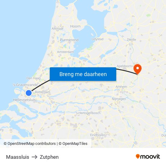 Maassluis to Zutphen map