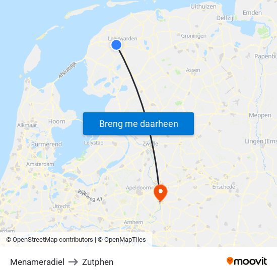 Menameradiel to Zutphen map