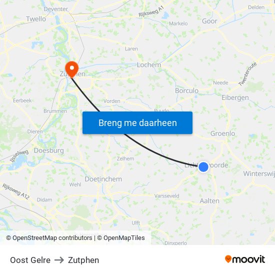 Oost Gelre to Zutphen map