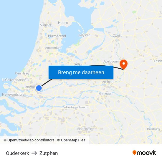 Ouderkerk to Zutphen map