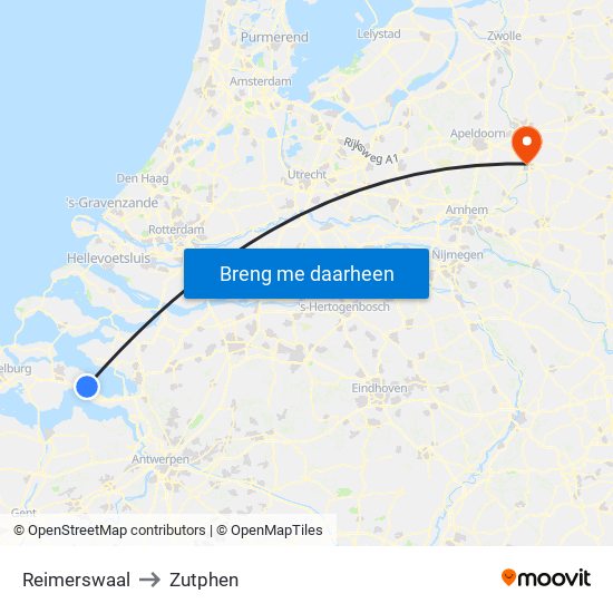 Reimerswaal to Zutphen map