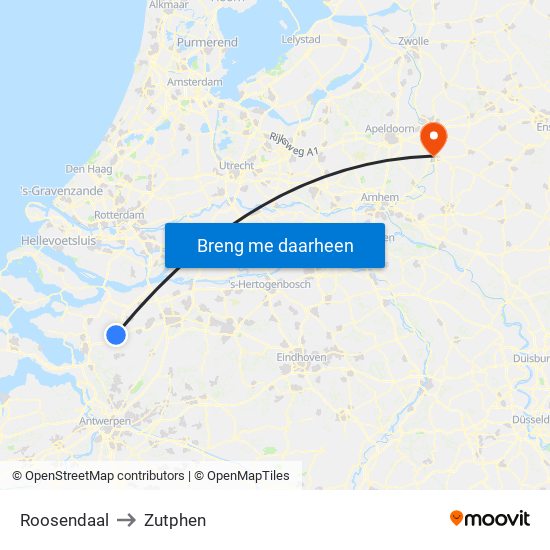 Roosendaal to Zutphen map