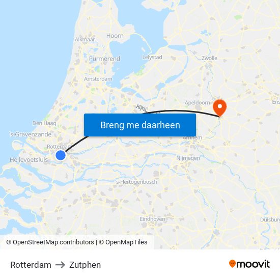 Rotterdam to Zutphen map