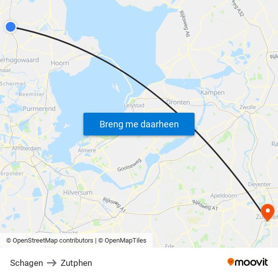 Schagen to Zutphen map