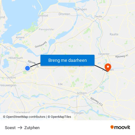 Soest to Zutphen map