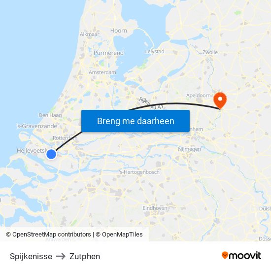 Spijkenisse to Zutphen map
