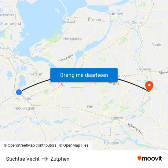 Stichtse Vecht to Zutphen map
