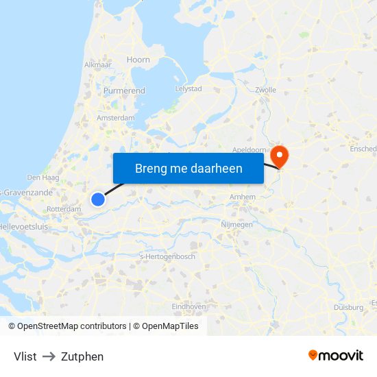 Vlist to Zutphen map