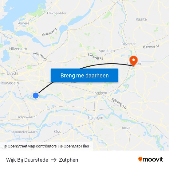 Wijk Bij Duurstede to Zutphen map