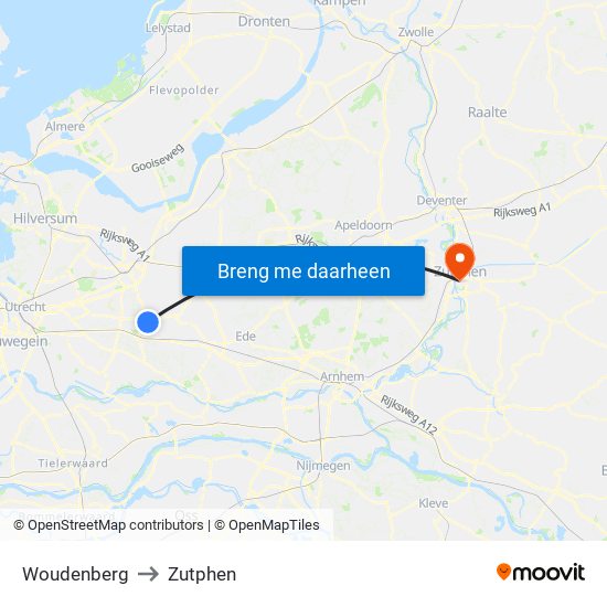 Woudenberg to Zutphen map