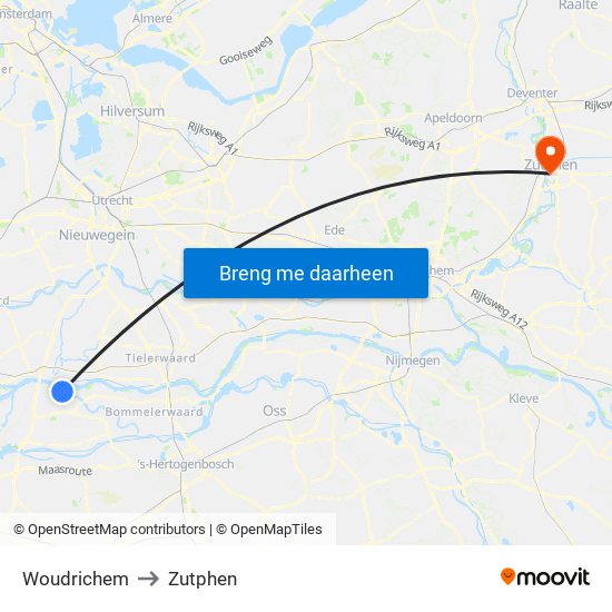 Woudrichem to Zutphen map