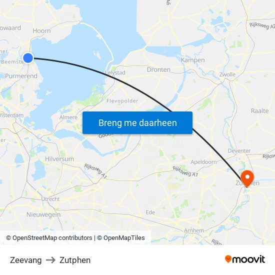 Zeevang to Zutphen map