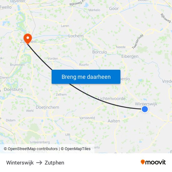 Winterswijk to Zutphen map