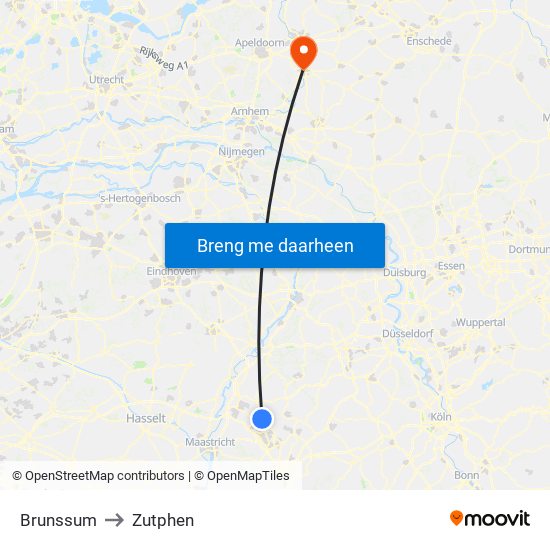 Brunssum to Zutphen map