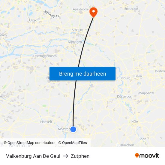 Valkenburg Aan De Geul to Zutphen map
