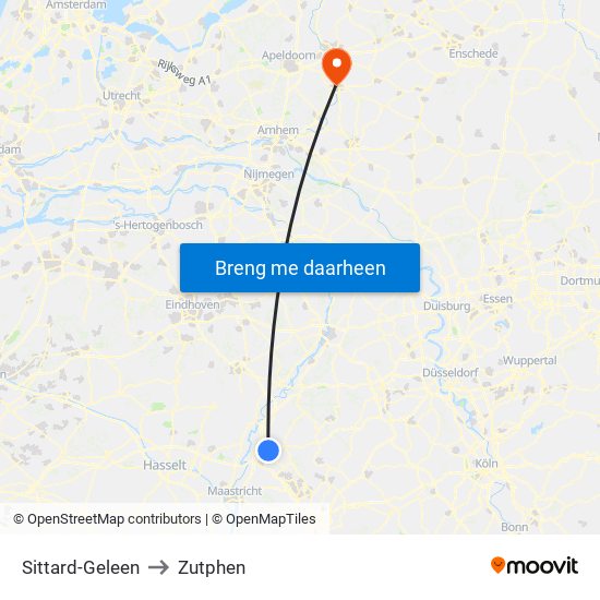 Sittard-Geleen to Zutphen map
