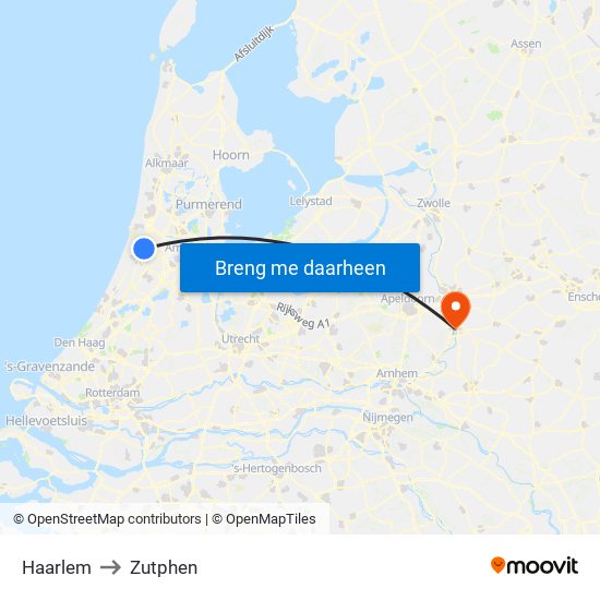 Haarlem to Zutphen map