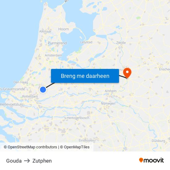 Gouda to Zutphen map