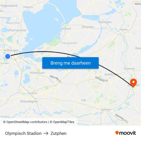 Olympisch Stadion to Zutphen map