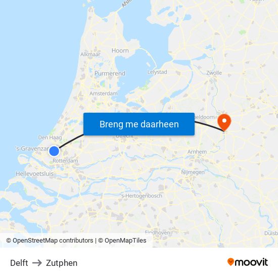 Delft to Zutphen map