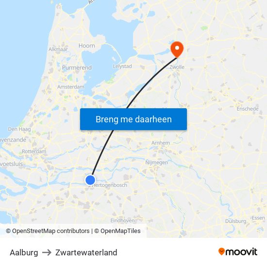 Aalburg to Zwartewaterland map