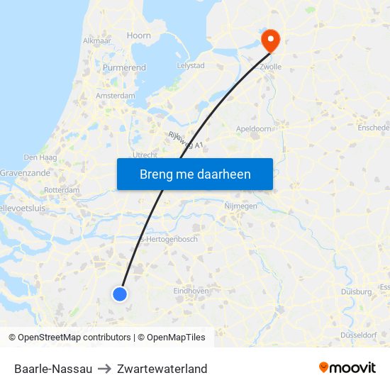 Baarle-Nassau to Zwartewaterland map