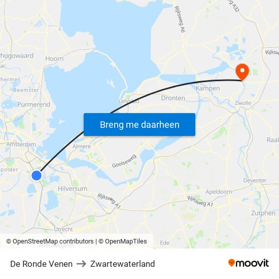 De Ronde Venen to Zwartewaterland map
