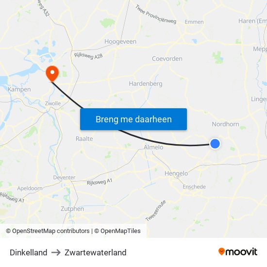 Dinkelland to Zwartewaterland map