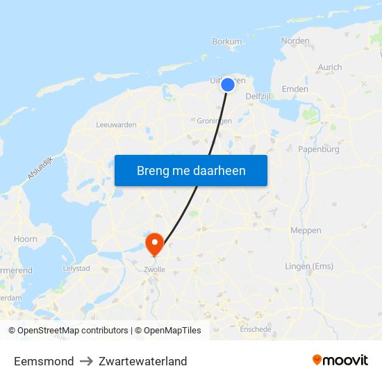 Eemsmond to Zwartewaterland map