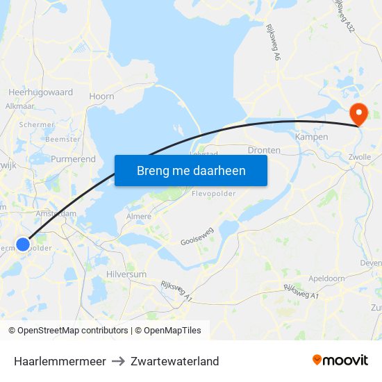 Haarlemmermeer to Zwartewaterland map